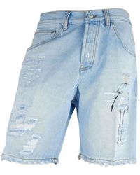 Don The Fuller - Hellblaue denim bermuda shorts mit rissen und abnutzung - Lyst