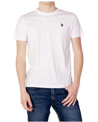 U.S. POLO ASSN. - Bianco Uomo Katoen Logo T-Shirt - Lyst
