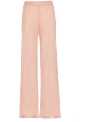 Kangra - Roze Kasjmier Viscose Broek Met Lurex - Lyst