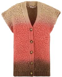 Akep - Truien & Vesten ,Veelkleurig ,Wol Shaded Fur Dot Vest - Lyst