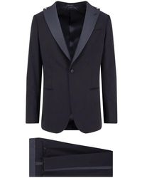 Giorgio Armani - Blaues Satin-Jacken- Und Hosen-Set - Lyst