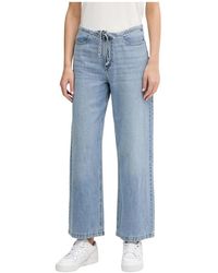 DKNY - Jeans ,Blauw ,Katoen Relaxed Straight Leg Met Trekkoord Met Middelhoge Taille - Lyst
