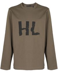 Helmut Lang - Tops ,Bruin ,Katoen Kreukel Lange Mouw Tee - Lyst