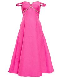 Self-Portrait - Elegantes Strass Texturiertes Midi-Kleid - Lyst