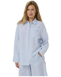 Kaffe - Blau/Weiß Gestreifte Oversized Hemdbluse - Lyst