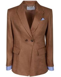 Nenette - Bilba chaqueta marrón claro de doble botonadura - Lyst