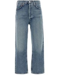 Agolde - Jeans ,Blauw ,Katoen 90's Crop Mid Rise Straight - Lyst