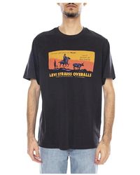 Levi's - Tops ,Zwart ,Katoen Relaxed Fit T-Shirt Met Korte Mouwen En Grafische Print - Lyst