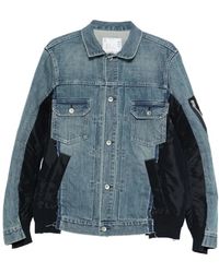 Sacai - Denim X Nylon Twill Jas - Lyst