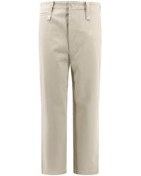 Burberry - Pantaloni in cotone verde con chiusura a zip - Lyst