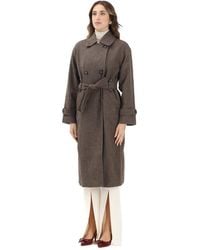 ONLY - Jassen ,Bruin ,Polyester Lange Double-Breasted Jas - Lyst