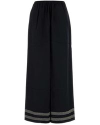 Bode - Broeken ,Zwart ,Zwarte Mathilde Wide-Leg Broek - Lyst