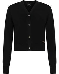 A.P.C. - Truien & Vesten ,Zwart ,Katoen Crop Cardigan Van Katoen - Lyst