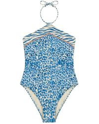 MC2 Saint Barth - Badmode ,Blauw ,Meryem Foulard Bandeau Badpak - Lyst