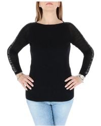 Pinko - Truien & Vesten ,Zwart ,Wol Gebreide Trui Lange Mouwen - Lyst