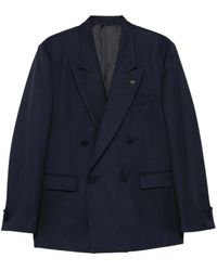 Lardini - Jassen ,Blauw ,Katoen Dubbele-Breasted Blazer - Lyst