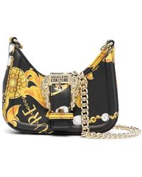 Versace - Mini borsa a spalla nera con stampa barocco e tracolla in catena rimovibile - Lyst