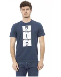 Baldinini - Blaues baumwoll-t-shirt mit stilvollem frontdruck - Lyst