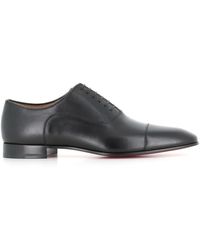 Christian Louboutin - Schoenen ,Zwart ,Leer Zwarte Oxford Platte Schoenen - Lyst