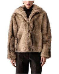 Silvian Heach - Jassen ,Bruin ,Nepbont Nepbont & Shearling Jas - Lyst