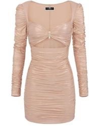 Elisabetta Franchi - Gedrapetes laminat-jersey-minikleid - Lyst