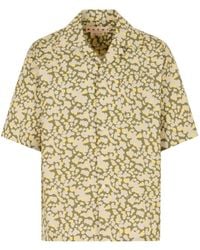 Marni - Overhemden ,Veelkleurig ,Katoen Shirt Met Korte Mouwen En Abstracte Print - Lyst