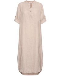 Cream - Kleedjes ,Linnen Eenvoudige Caftan Jurk - Lyst