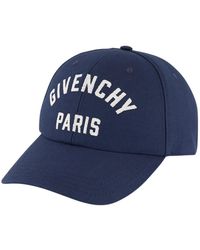 Givenchy - Accessoires ,Blauw ,Katoen Logo Geborduurd Katoenen Pet - Lyst