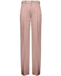 Balmain - Broeken ,Roze ,Satijn Roze Satijnen Straight-Leg Broek - Lyst