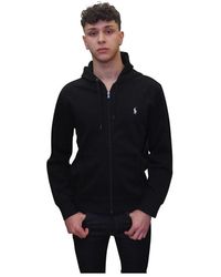 Ralph Lauren - Hoodies & Sweatvesten ,Zwart ,Katoen Zip Hoodie Sweatshirt - Lyst