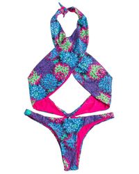 Reina Olga - Badmode ,Veelkleurig ,Bloemen Kruis Voorkant Bikini Set - Lyst