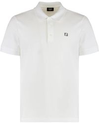 Fendi - Tops ,Wit ,Katoen Katoenen Polo Shirt Met Ribboorden - Lyst
