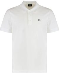 Fendi - Tops ,Wit ,Katoen Katoenen Polo Shirt Met Ribboorden - Lyst