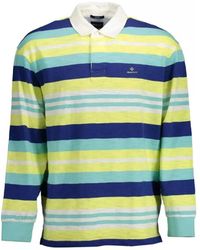 GANT - Tops ,Veelkleurig ,Gele Polo Shirt Met Lange Mouwen En Borduursel - Lyst