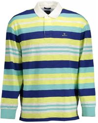 GANT - Tops ,Veelkleurig ,Gele Polo Shirt Met Lange Mouwen En Borduursel - Lyst