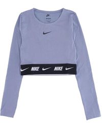 Nike - Fitness ,Paars ,Polyester Sportswear Crop Tape Lange Mouw Top - Lyst