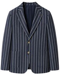 Paoloni - Jassen ,Blauw ,Katoen Pinstripe Jersey Jacket - Lyst