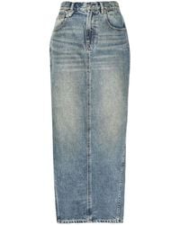 R13 - Blauwe Denim Rok Met Logo Patch - Lyst