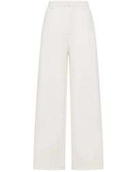 Max Mara - Broeken ,Wit ,Leer Smmaloa 325 Pantaloni A Gamba Ampia Passanti Per Cintura Chiusura Nascosta - Lyst