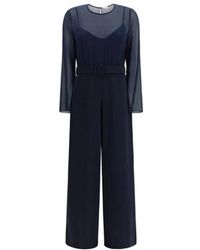 P.A.R.O.S.H. - P.A.R.O..H. ,Jumpsuits & Playsuits ,Blauw ,Polyester Polyester Jumpsuit Met Knoopsluiting Aan De Voorkant En Zakken - Lyst