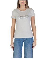 Liu Jo - Weißes t-shirt mit kurzen ärmeln und rundhalsausschnitt - Lyst