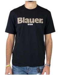 Blauer - Tops ,Zwart ,Katoen Zwarte Maxi Logo T-Shirt - Lyst