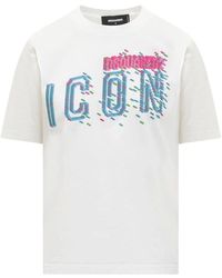 DSquared² - Kurzarm crewneck t-shirt mit icon pixeled print - Lyst