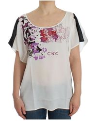 CoSTUME NATIONAL - Camiseta blanca elegante con escote en v - Lyst
