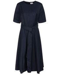 P.A.R.O.S.H. - Blaues Gürtel Flared Midi Kleid - Lyst