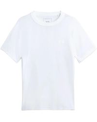 Y-3 - Wit Crew-Neck Logo Print T-Shirt - Lyst