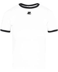 Courreges - Courrèges Contrast Cotton T-Shirt - Lyst
