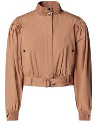 Chloé - Jassen ,Bruin ,Katoen Geplooide Katoenen Poplin Jas Met Ceintuur - Lyst