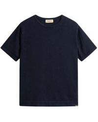 Woolrich - Tops ,Blauw ,Katoen Gebreid T-Shirt - Lyst