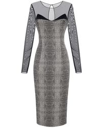 Elisabetta Franchi - Kleedjes ,Zwart ,Satijn Jurk Van Tule, Satijn En Crêpe Met Pythonprint - Lyst